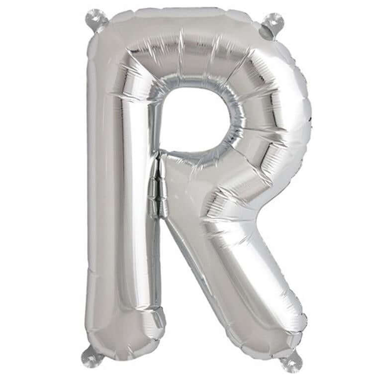 13" Silver Letter & Number Balloons, Shiny Metallic Mylar Foil Alphabet Balloons - Image 28
