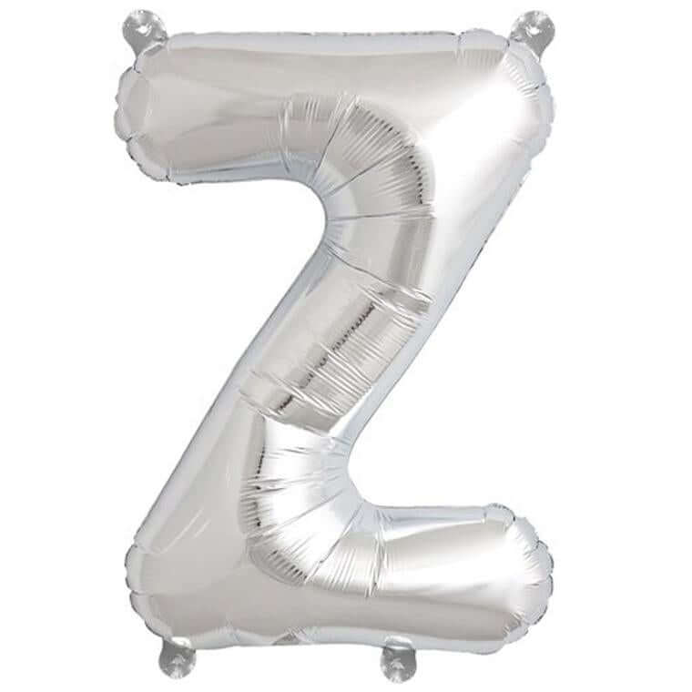 13" Silver Letter & Number Balloons, Shiny Metallic Mylar Foil Alphabet Balloons - Image 36