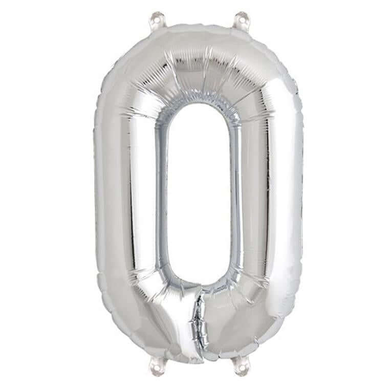 13" Silver Letter & Number Balloons, Shiny Metallic Mylar Foil Alphabet Balloons - Image 37