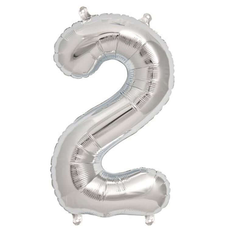13" Silver Letter & Number Balloons, Shiny Metallic Mylar Foil Alphabet Balloons - Image 39