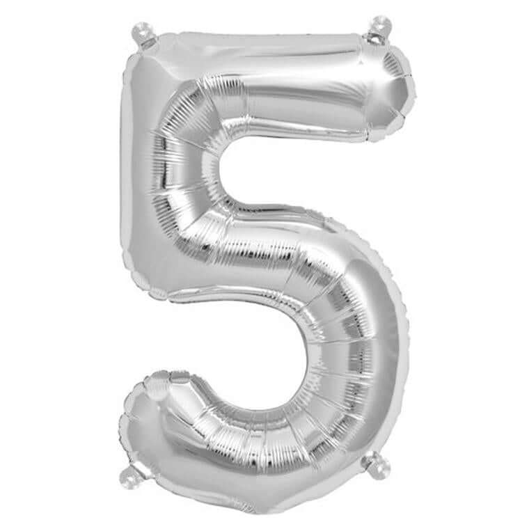 13" Silver Letter & Number Balloons, Shiny Metallic Mylar Foil Alphabet Balloons - Image 42