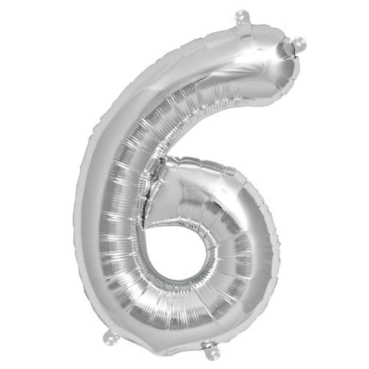 13" Silver Letter & Number Balloons, Shiny Metallic Mylar Foil Alphabet Balloons - Image 43