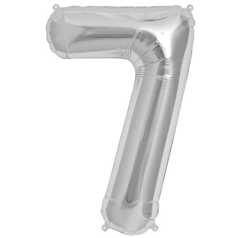 13" Silver Letter & Number Balloons, Shiny Metallic Mylar Foil Alphabet Balloons - Image 44