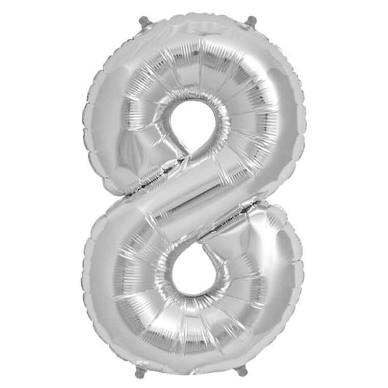 13" Silver Letter & Number Balloons, Shiny Metallic Mylar Foil Alphabet Balloons - Image 45