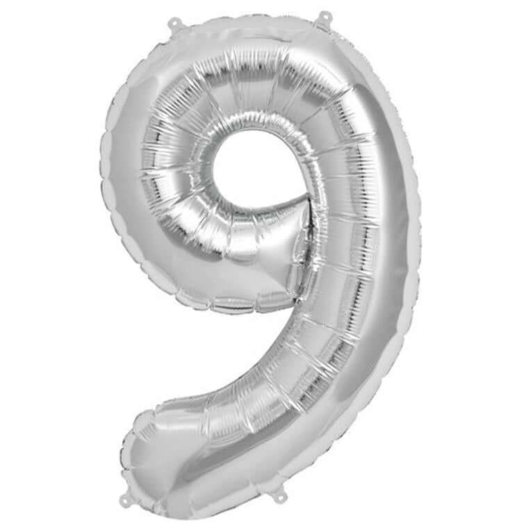 13" Silver Letter & Number Balloons, Shiny Metallic Mylar Foil Alphabet Balloons - Image 46