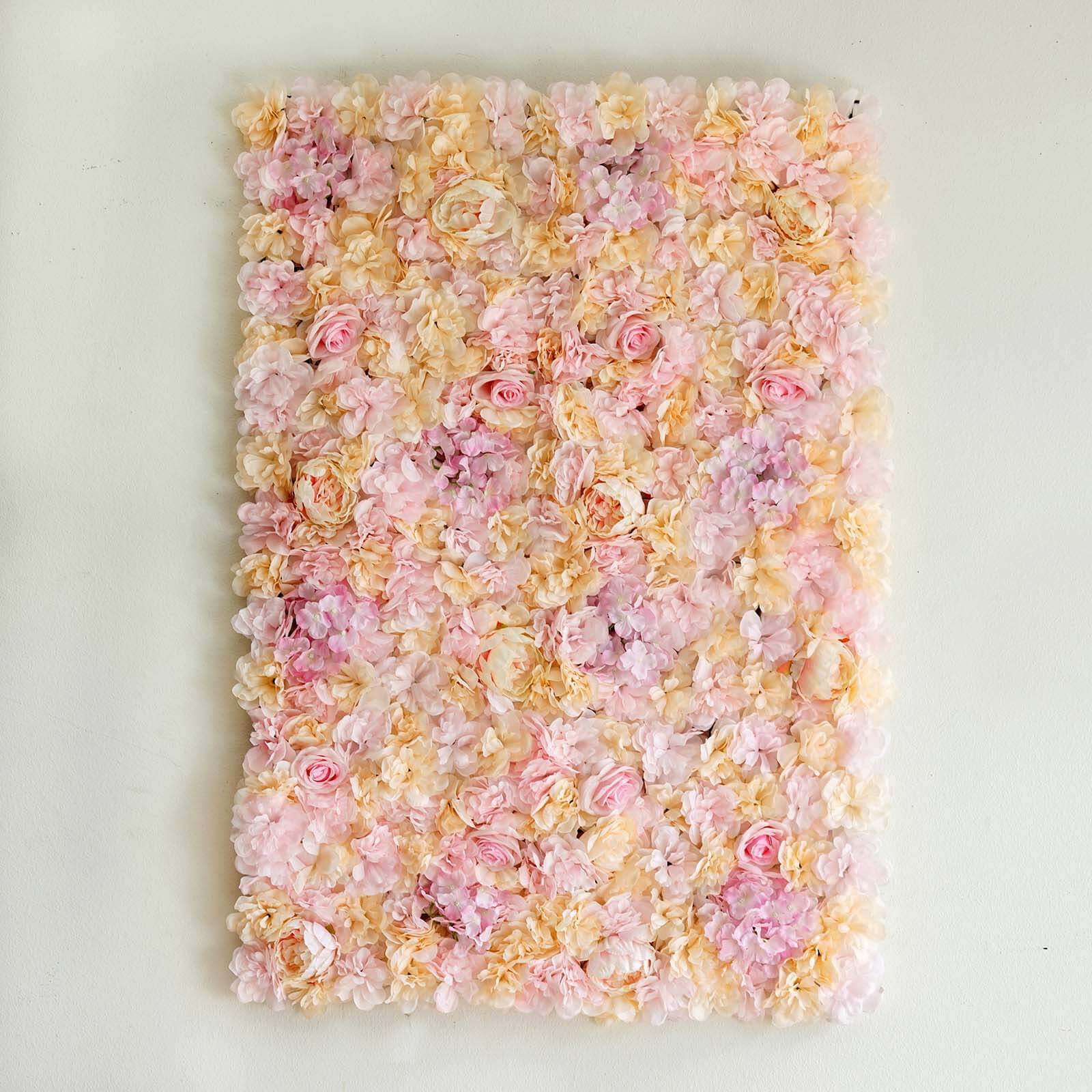 Pink Champagne UV Protected Assorted Flower Wall Mat Backdrop 4 Artificial Panels 13 Sq ft. - Image 6