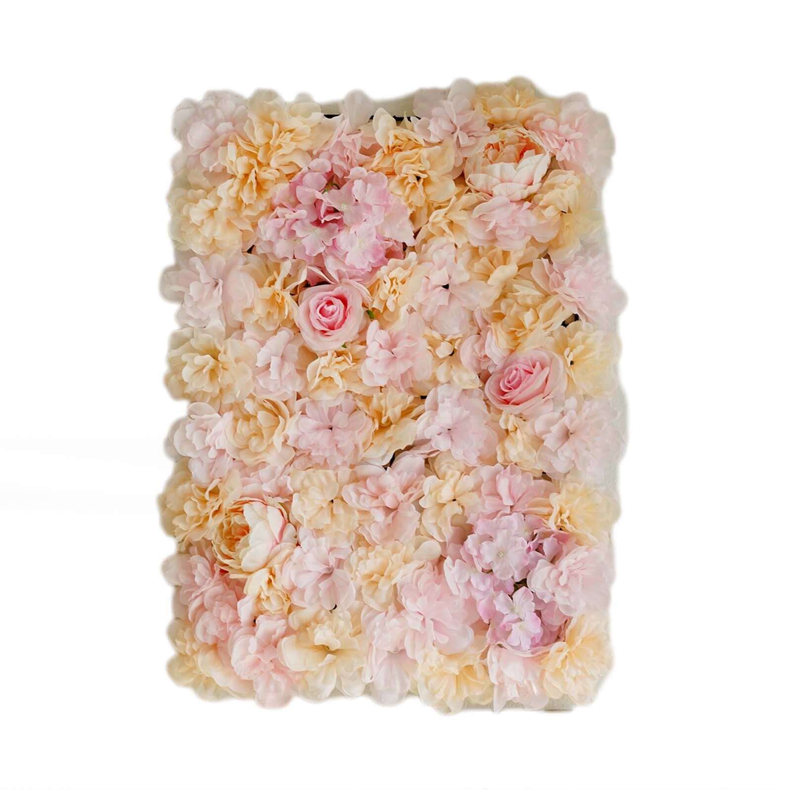 Pink Champagne UV Protected Assorted Flower Wall Mat Backdrop 4 Artificial Panels 13 Sq ft. - Image 8