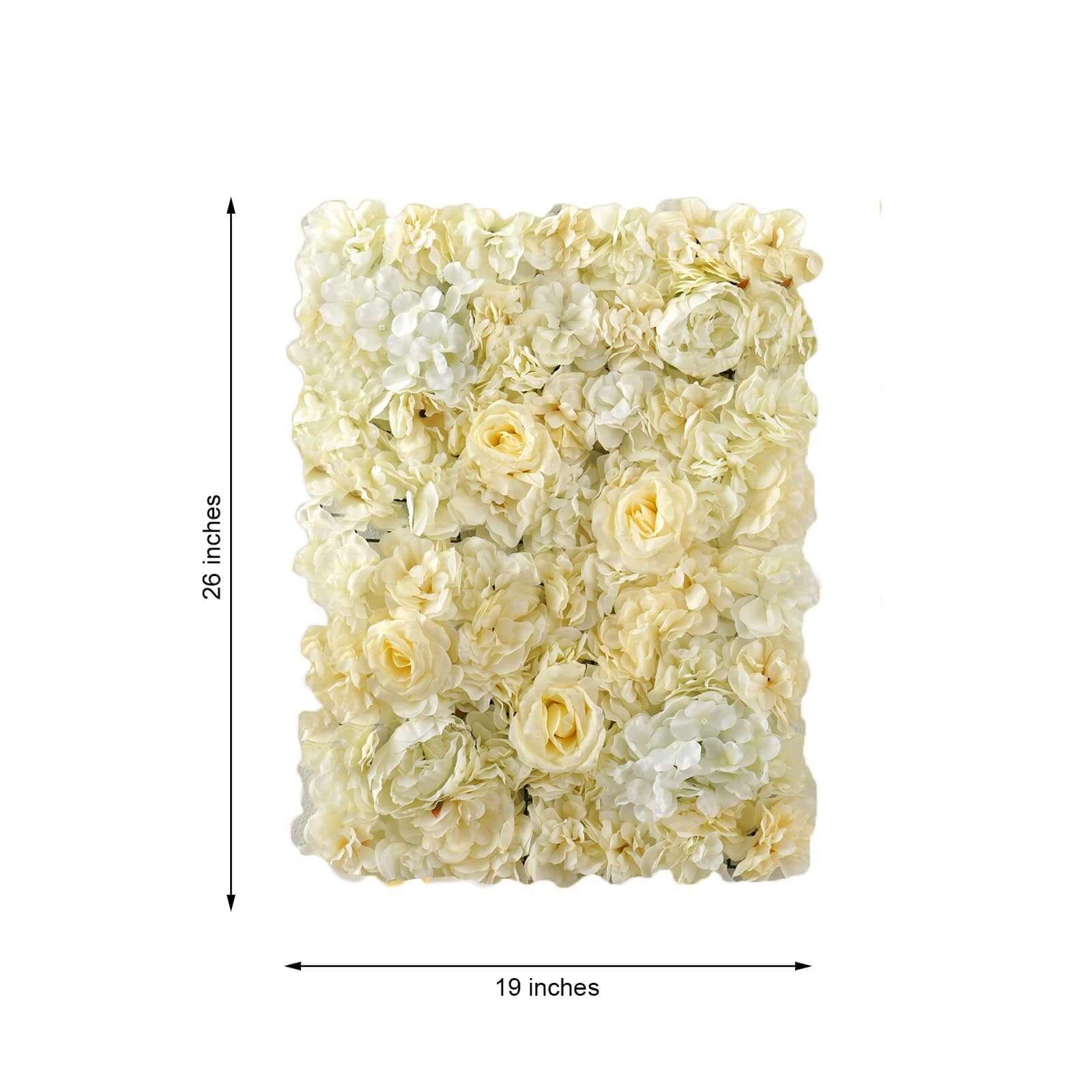 White/Champagne UV Protected Assorted Flower Wall Mat Backdrop 4 Artificial Panels 13 Sq ft. - Image 3
