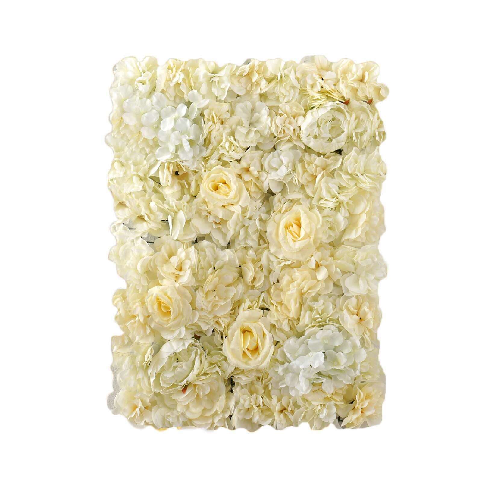 White/Champagne UV Protected Assorted Flower Wall Mat Backdrop 4 Artificial Panels 13 Sq ft. - Image 6