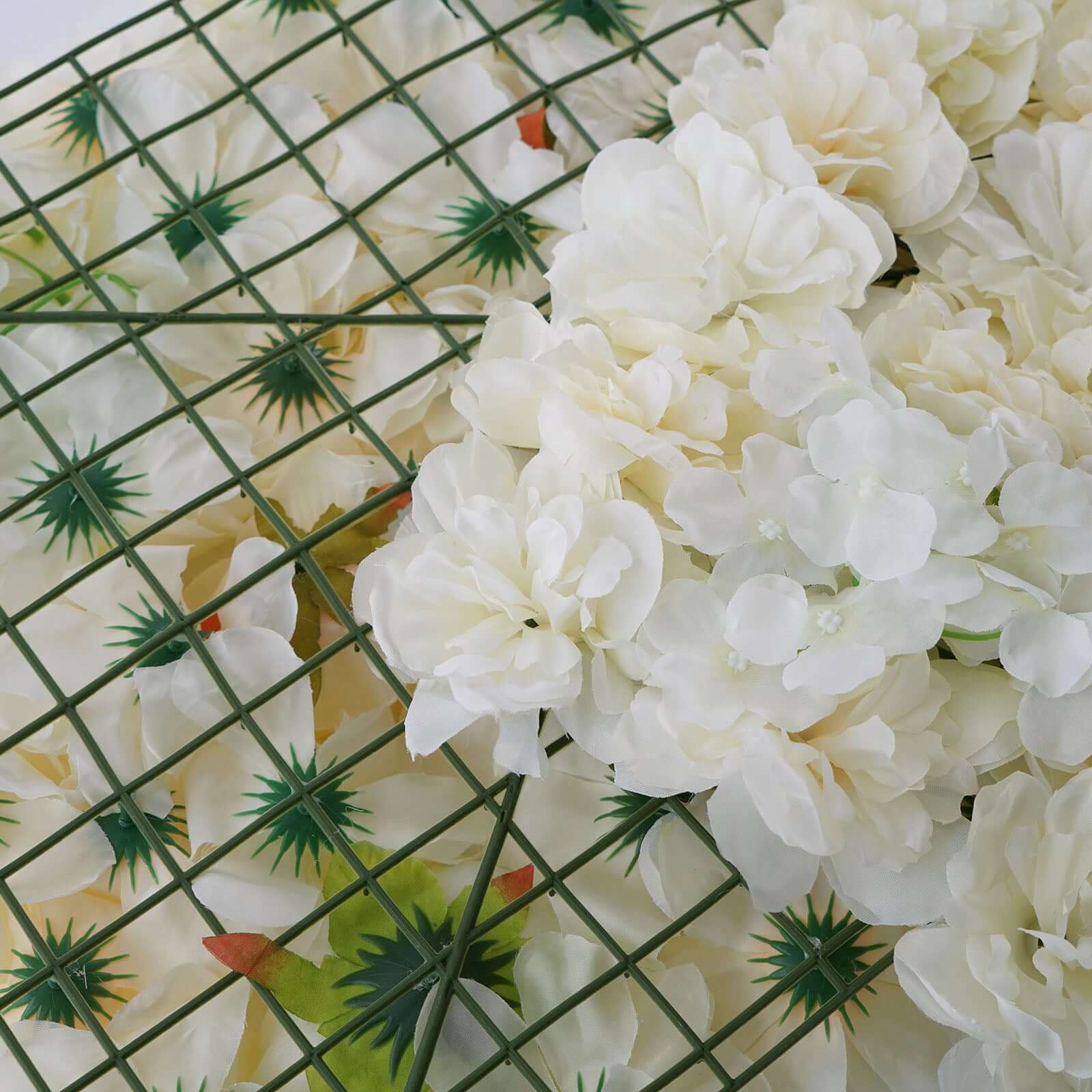 White/Champagne UV Protected Assorted Flower Wall Mat Backdrop 4 Artificial Panels 13 Sq ft. - Image 7