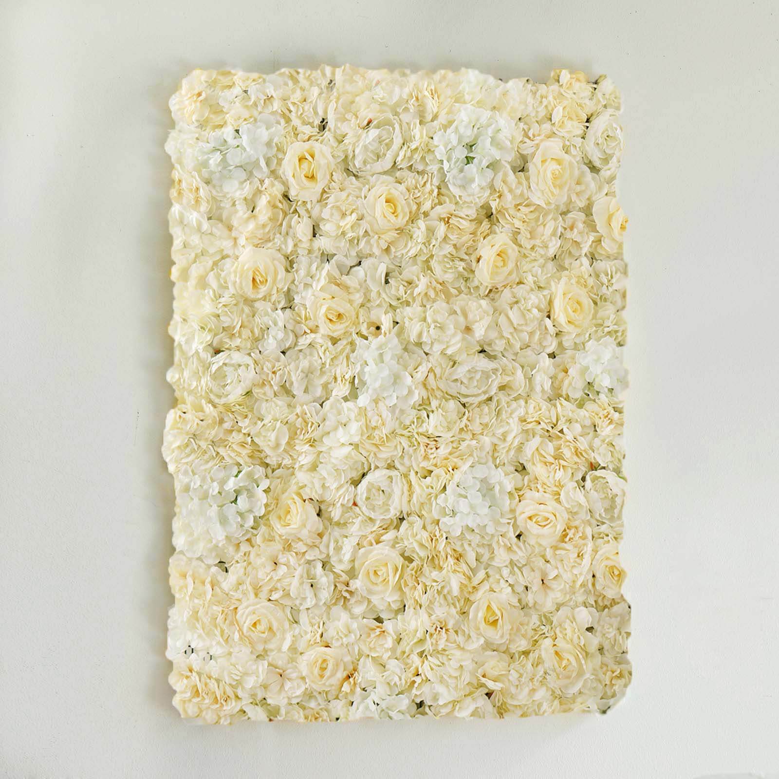 White/Champagne UV Protected Assorted Flower Wall Mat Backdrop 4 Artificial Panels 13 Sq ft. - Image 8