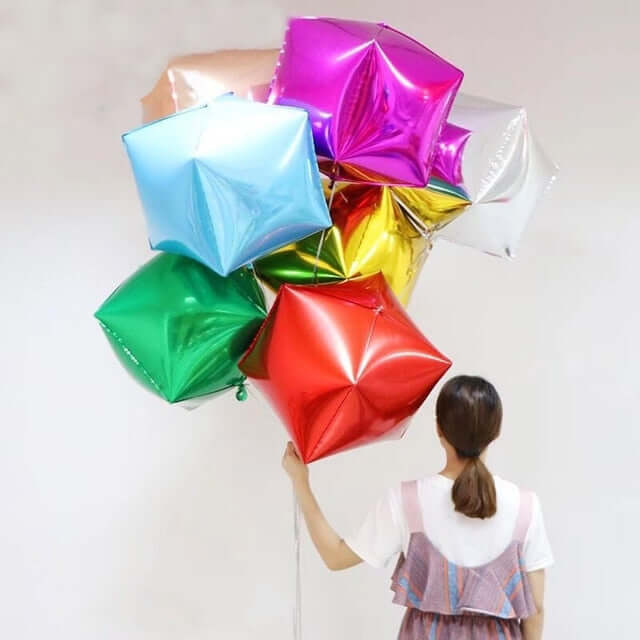 Gold Cube Mylar Balloons, 4D Square Foil Balloons 14" - Image 7