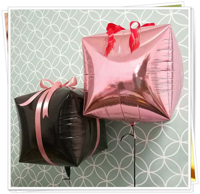 Gold Cube Mylar Balloons, 4D Square Foil Balloons 14" - Image 9
