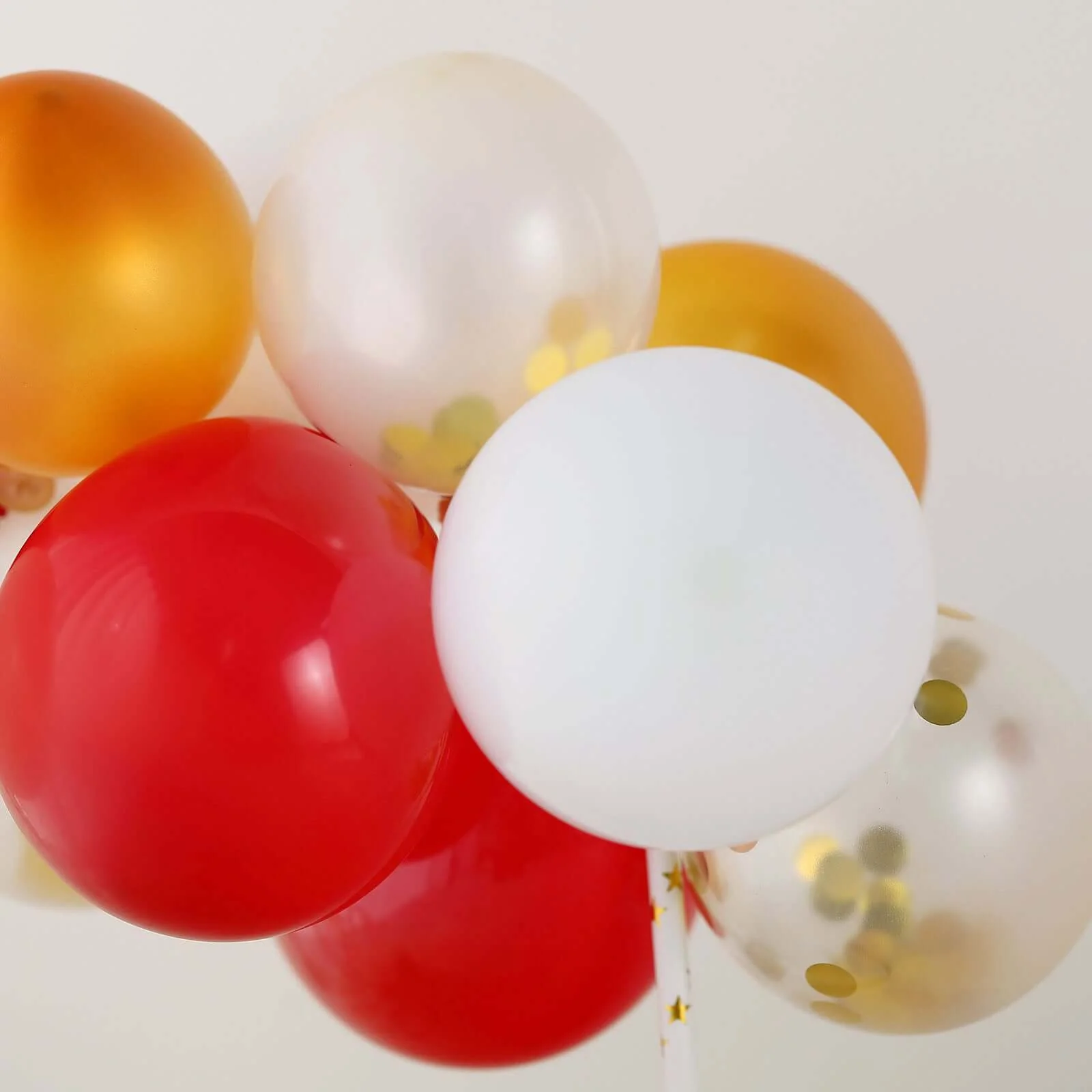14 Pcs Confetti Balloon Cake Topper Kit Clear, Gold, Red and White - Vibrant Clustered Mini Garland Cake Inserts for DIY Party Decorations - Image 10