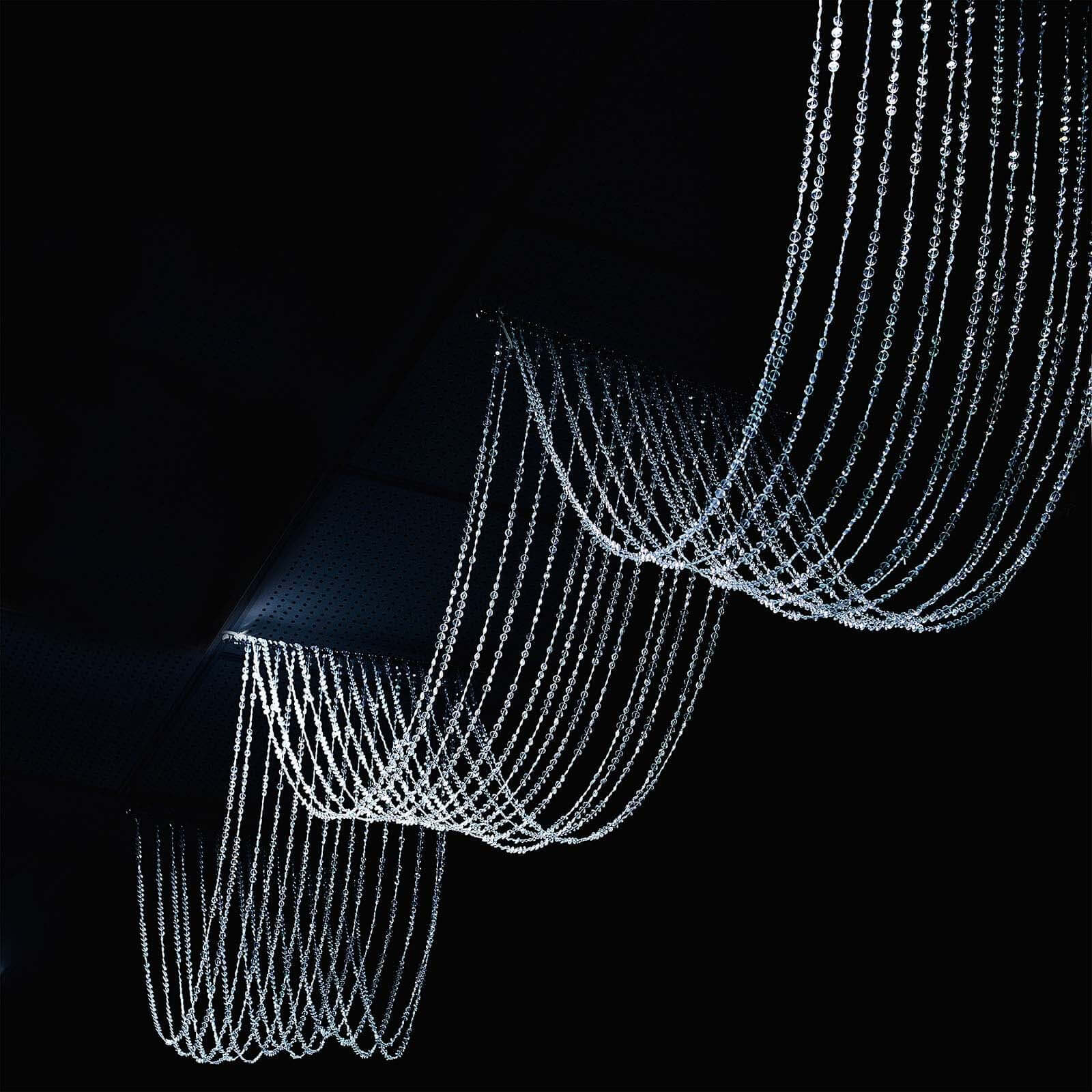 15 Strands Crystal Beaded Ceiling Garland String Drape Curtains and Hanging Kit 15ft