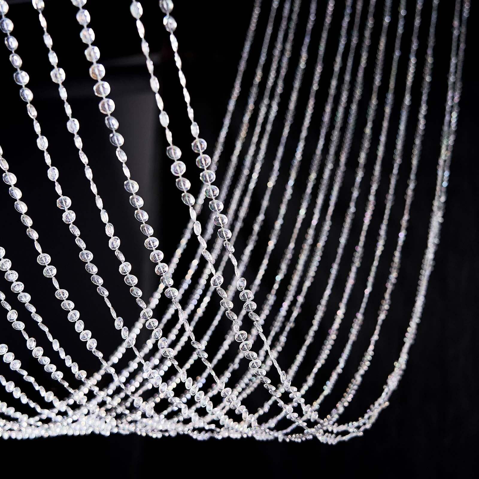 15 Strands Crystal Beaded Ceiling Garland String Drape Curtains and Hanging Kit 15ft - Image 6