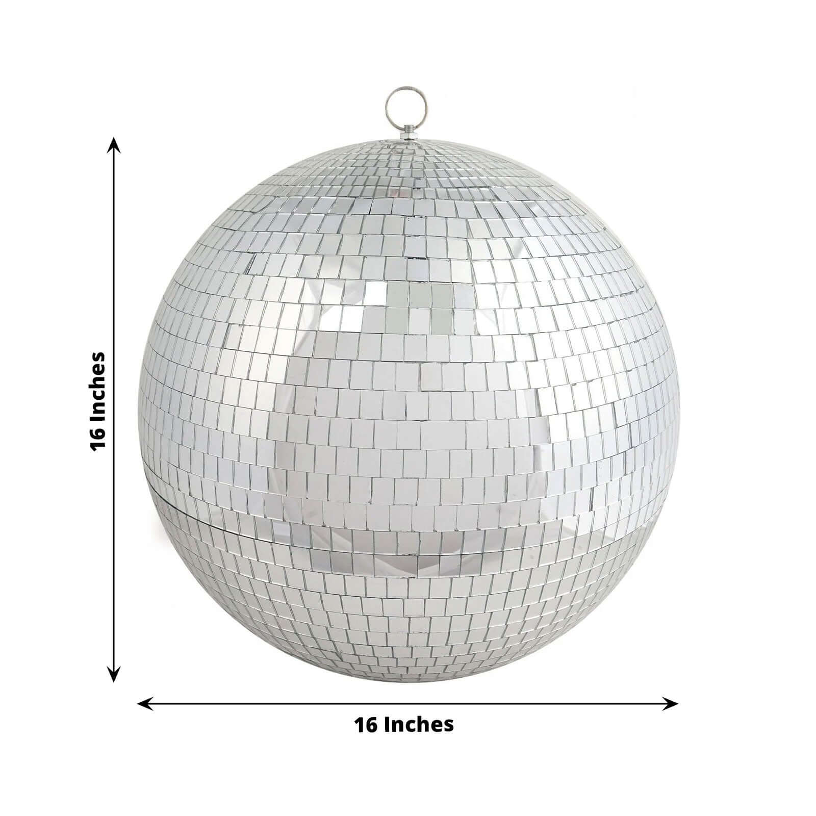 Large Silver Foam Disco Mirror Ball With Hanging Swivel Ring, Holiday Party Decor 16" - Image 3