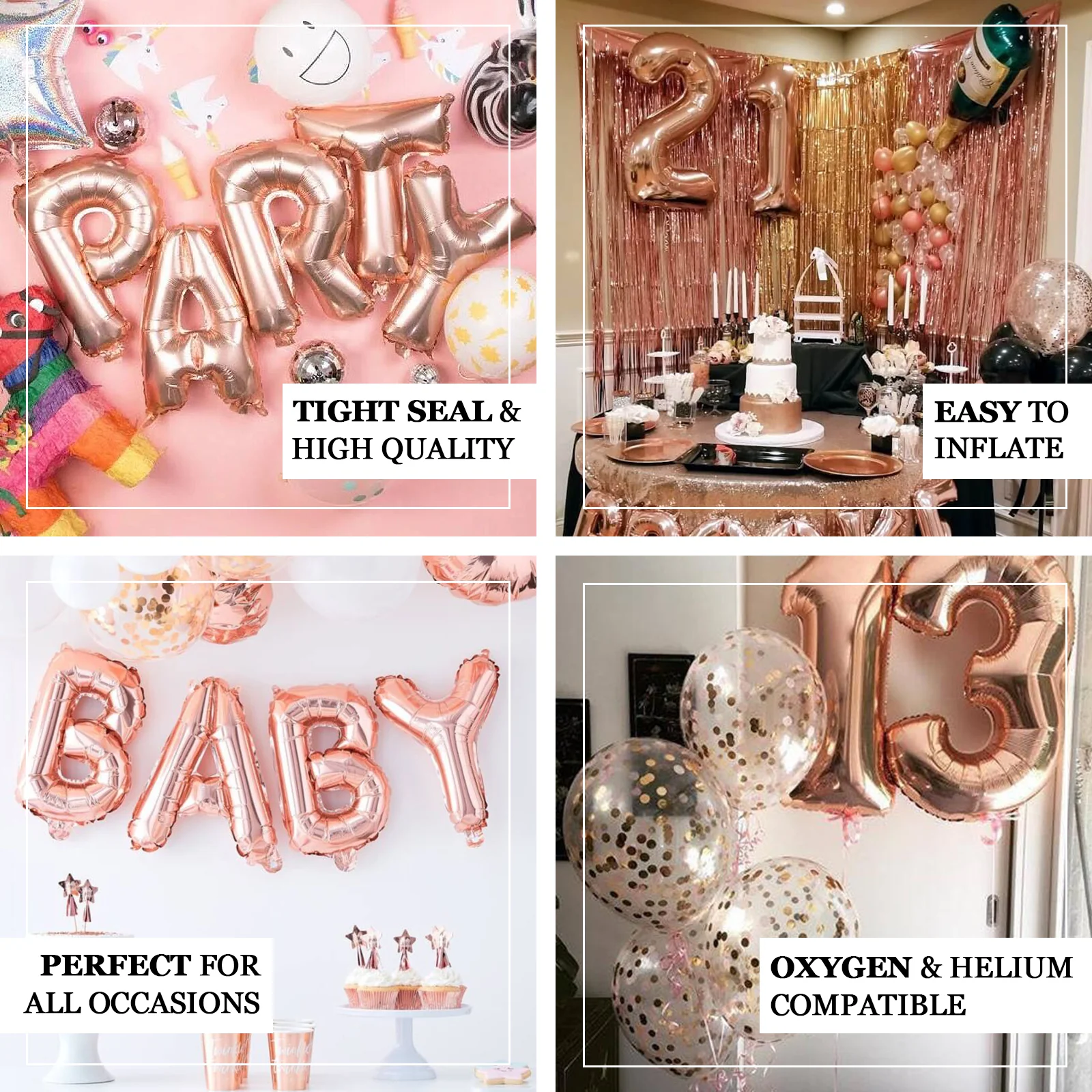 Metallic Rose Gold Mylar Foil 0-9 Number Balloons 13" - Image 4