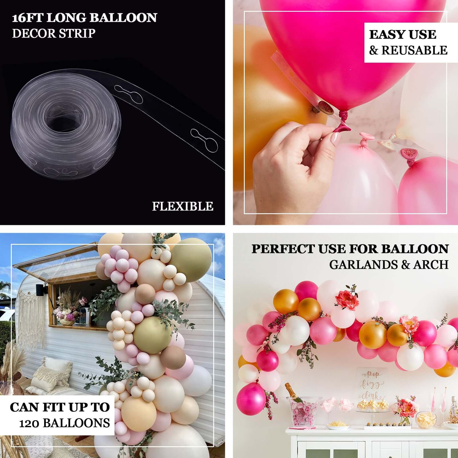 Balloon Decorating Strip Tape, Balloon Garland Clip Holder 16ft Long - Image 3