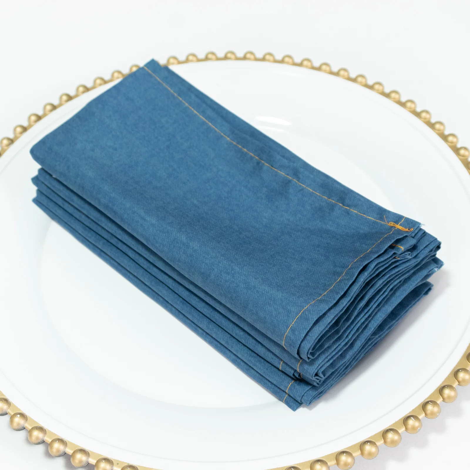 5-Pack Denim Blue Polyester Cloth Napkins 17”x17” with Faux Denim Design, Wrinkle & Stain Resistant for Events - Image 6