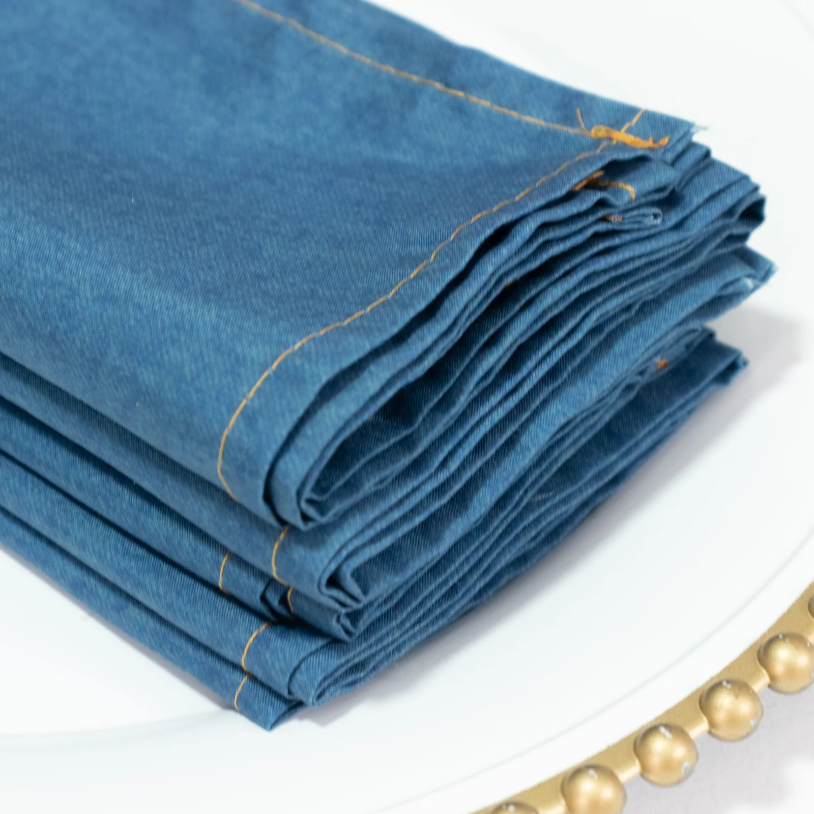5-Pack Denim Blue Polyester Cloth Napkins 17”x17” with Faux Denim Design, Wrinkle & Stain Resistant for Events - Image 7