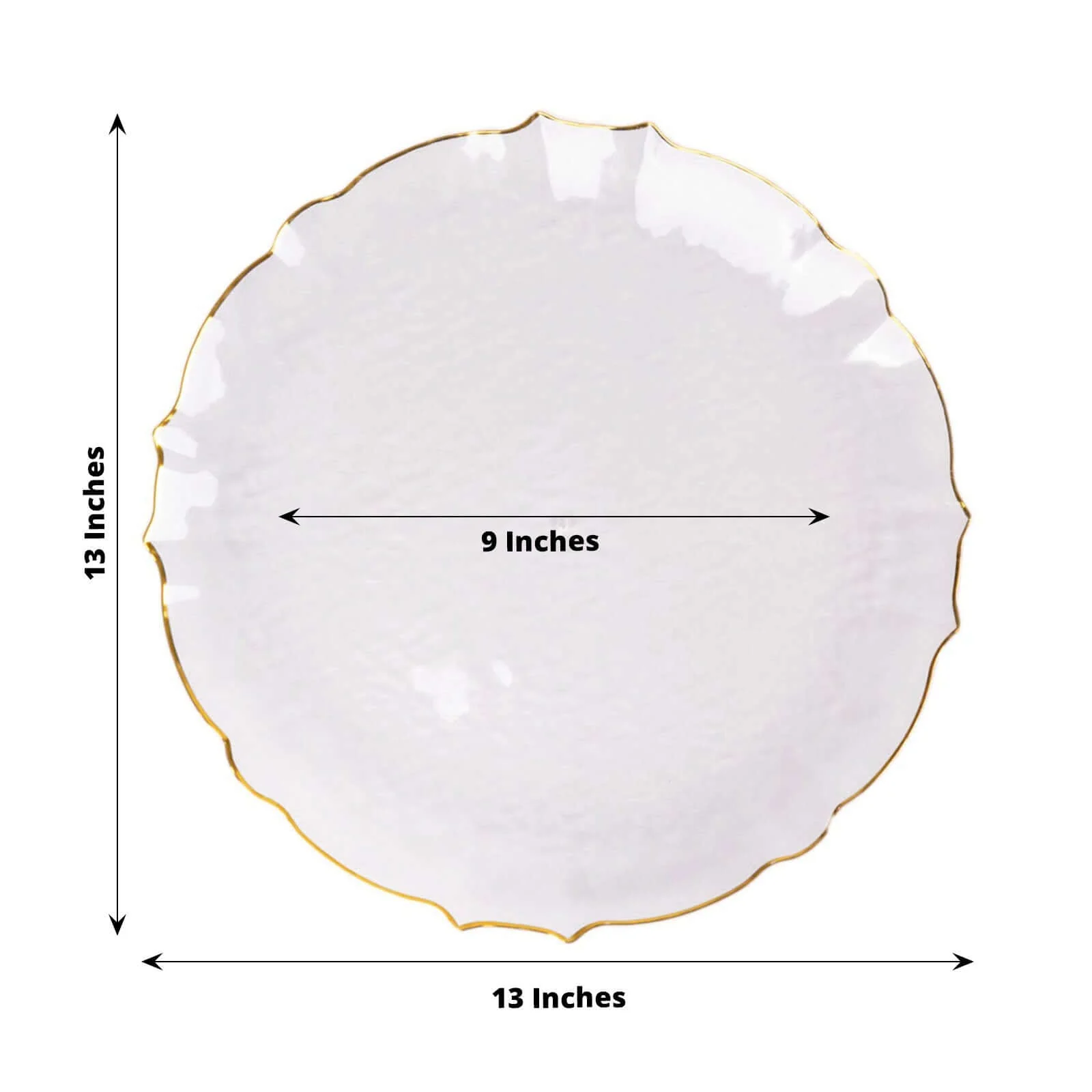 20 Pack Economy Plastic Charger Plates 13" Round Clear Sunflower Design with Gold Scalloped Rim - Event Tableware - Image 3