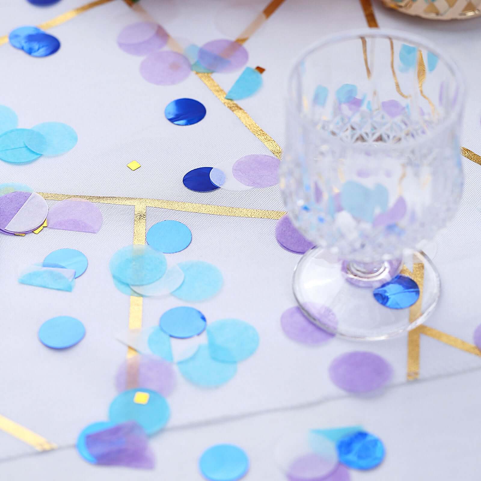 18G Bag Purple Theme Tissue Paper and Foil Table Confetti Mix, Blue, Gold, Purple, Royal Blue, and White Balloon Confetti Decor - Festive Design - Image 10