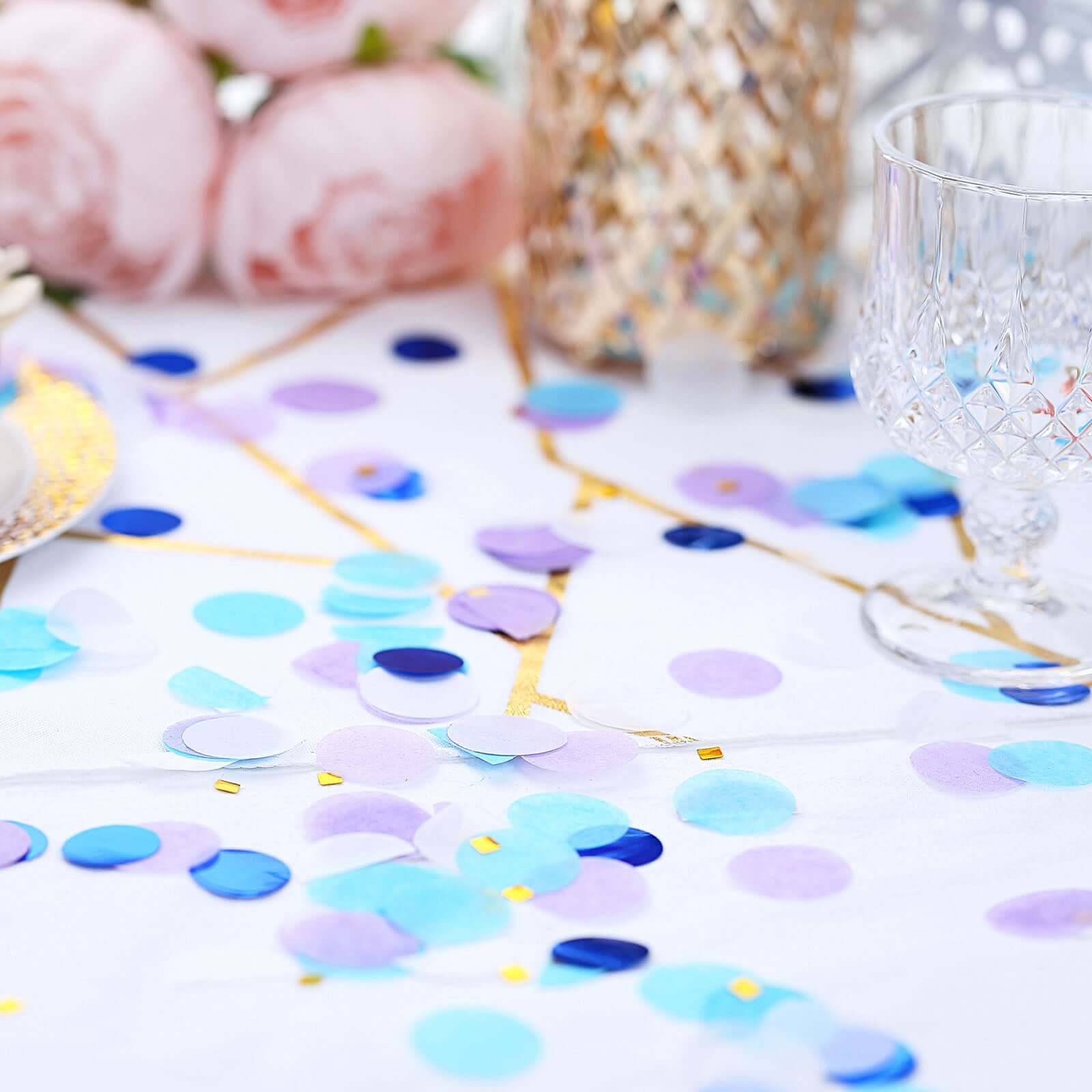 18G Bag Purple Theme Tissue Paper and Foil Table Confetti Mix, Blue, Gold, Purple, Royal Blue, and White Balloon Confetti Decor - Festive Design - Image 11