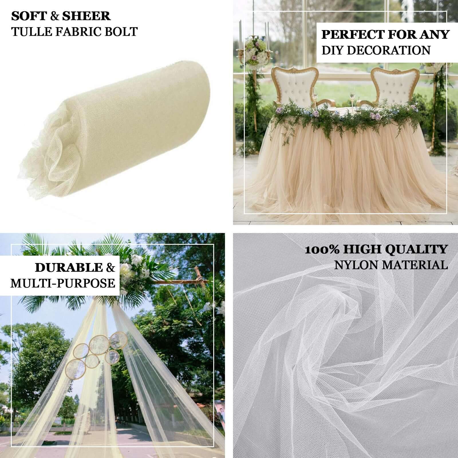 White Tulle Fabric Bolt, Sheer Fabric Spool Roll For Crafts 18"x100 Yards - Image 3