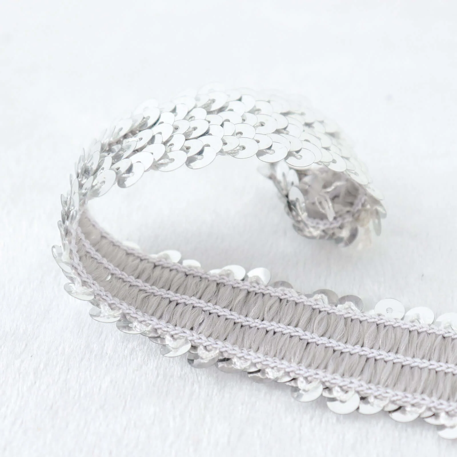 Metallic Silver Sequin Stretch Fabric Ribbon, Elastic Lace Trim, Shiny Glitter Craft Fabric 1"x10 Yards - Image 13