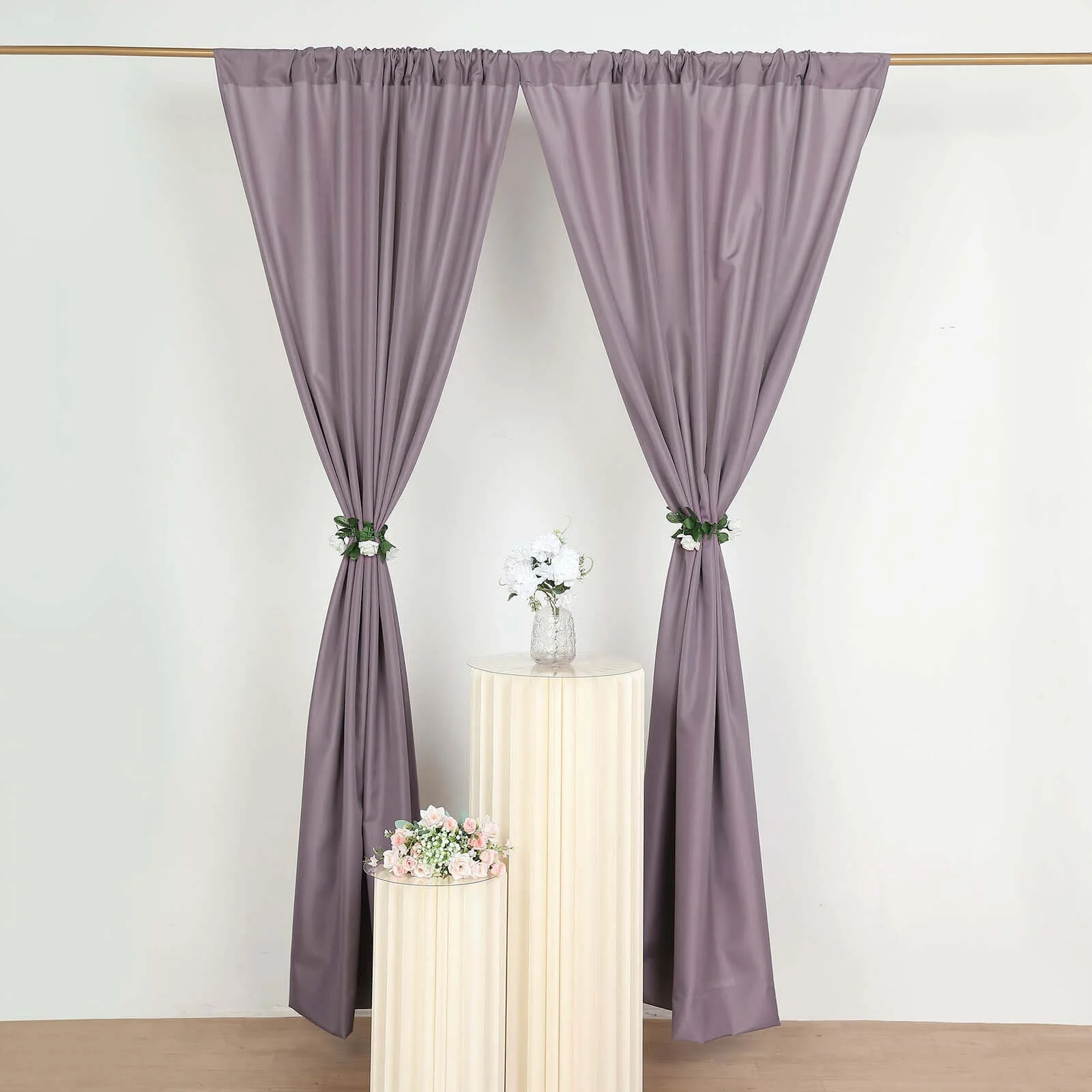 2 Pack 5ftx8ft Violet Amethyst Polyester Backdrop Drape Curtains With Rod Pockets, Event Divider Panels 130GSM - Image 8