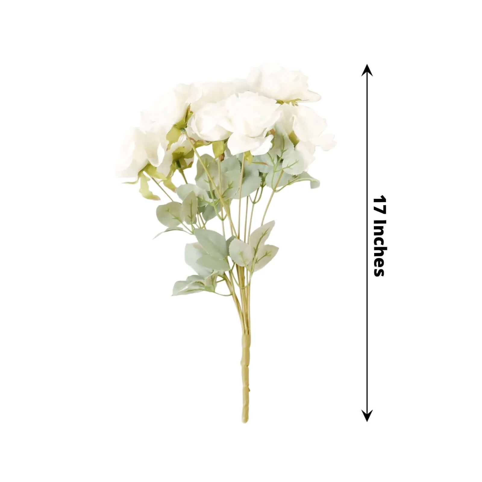 2 Bouquets Ivory Real Touch Artificial Silk Rose Flower Bushes 17" - Image 3
