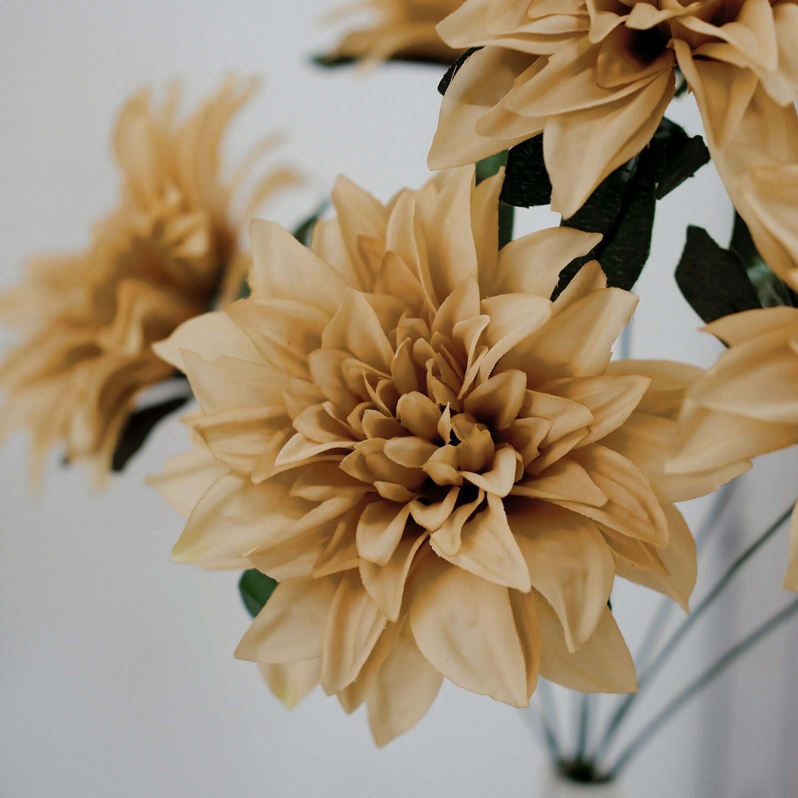 2 Bouquets Champagne Artificial Silk Dahlia Flower Spray Bushes 20" - Image 8