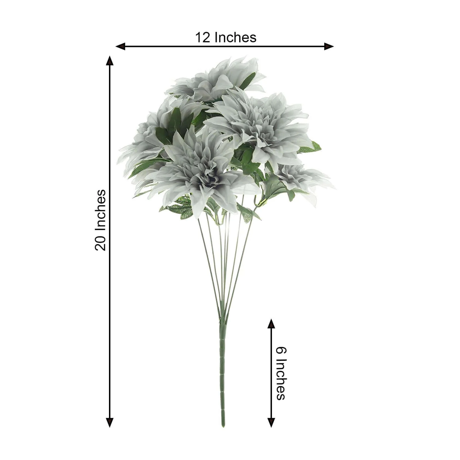 2 Bouquets Silver Artificial Silk Dahlia Flower Spray Bushes 20" - Image 3