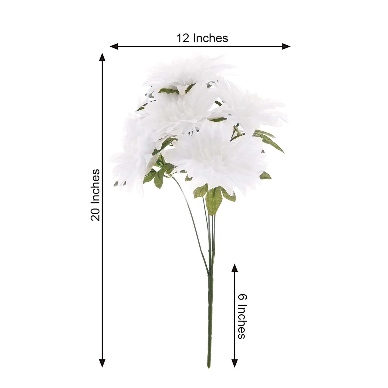 2 Bouquets White Artificial Silk Dahlia Flower Spray Bushes 20" - Image 3