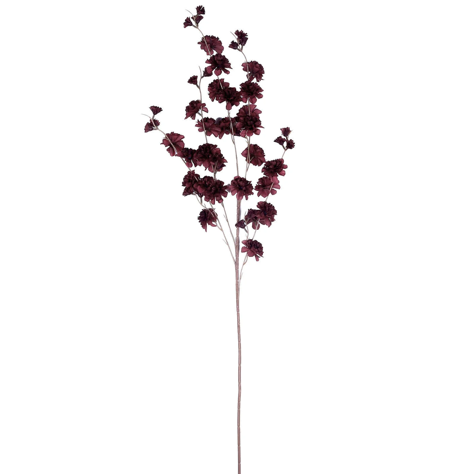 2 Branches Burgundy Artificial Silk Carnation Flower Stems 42" Tall - Image 7