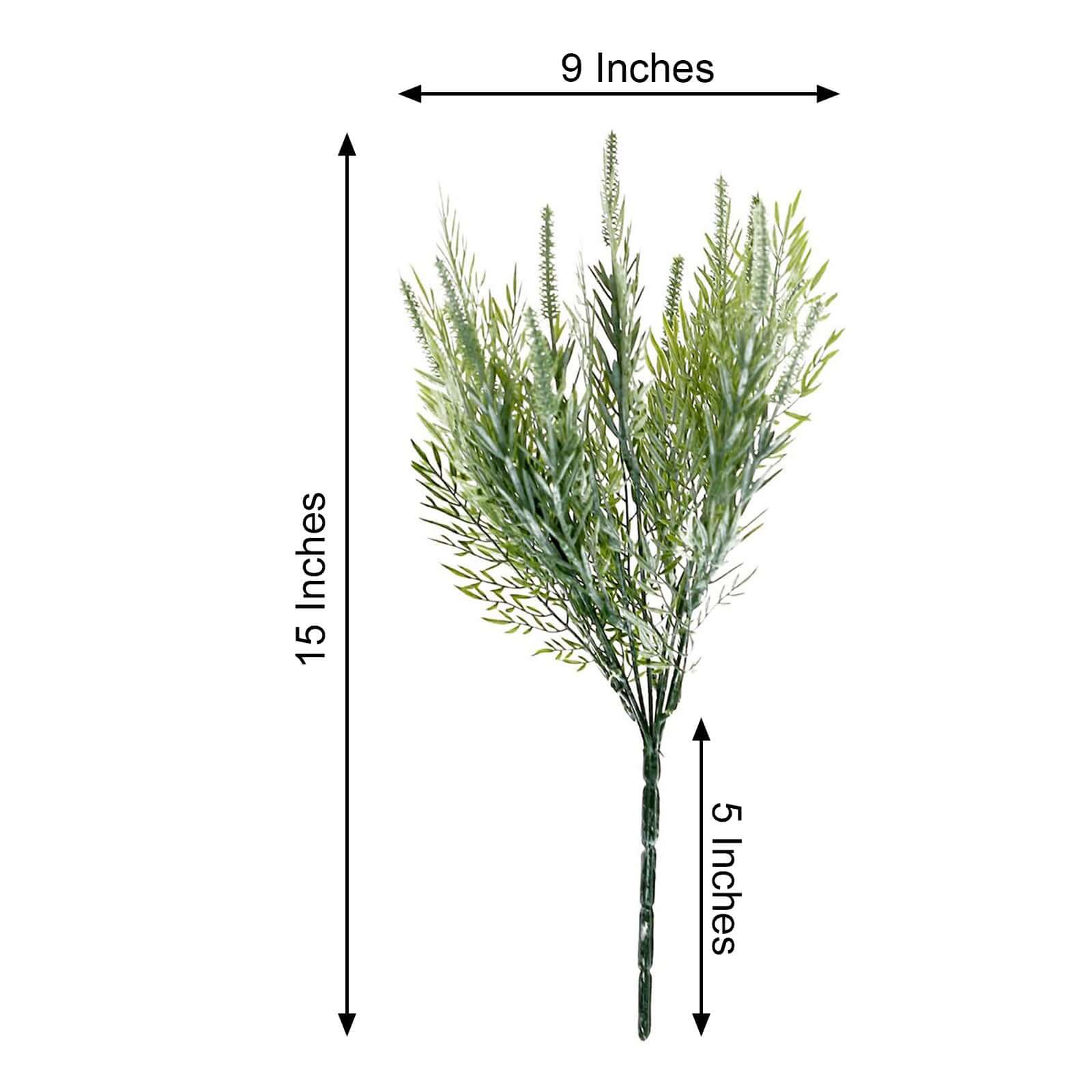 2 Bushes Artificial Sagebrush Fern Stems, Indoor Faux Plants 15" - Image 3