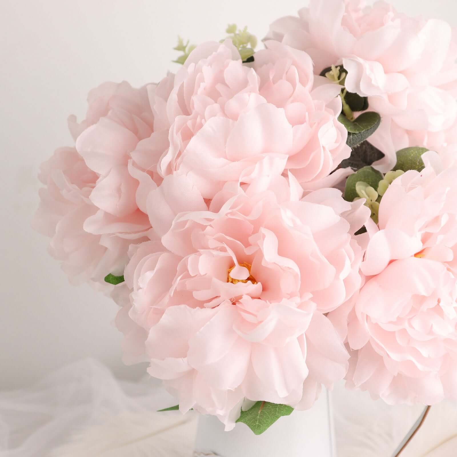 2 Bushes Blush Artificial Silk Peony Flower Bouquets, Real Touch Peonies Spray 17" - Image 16