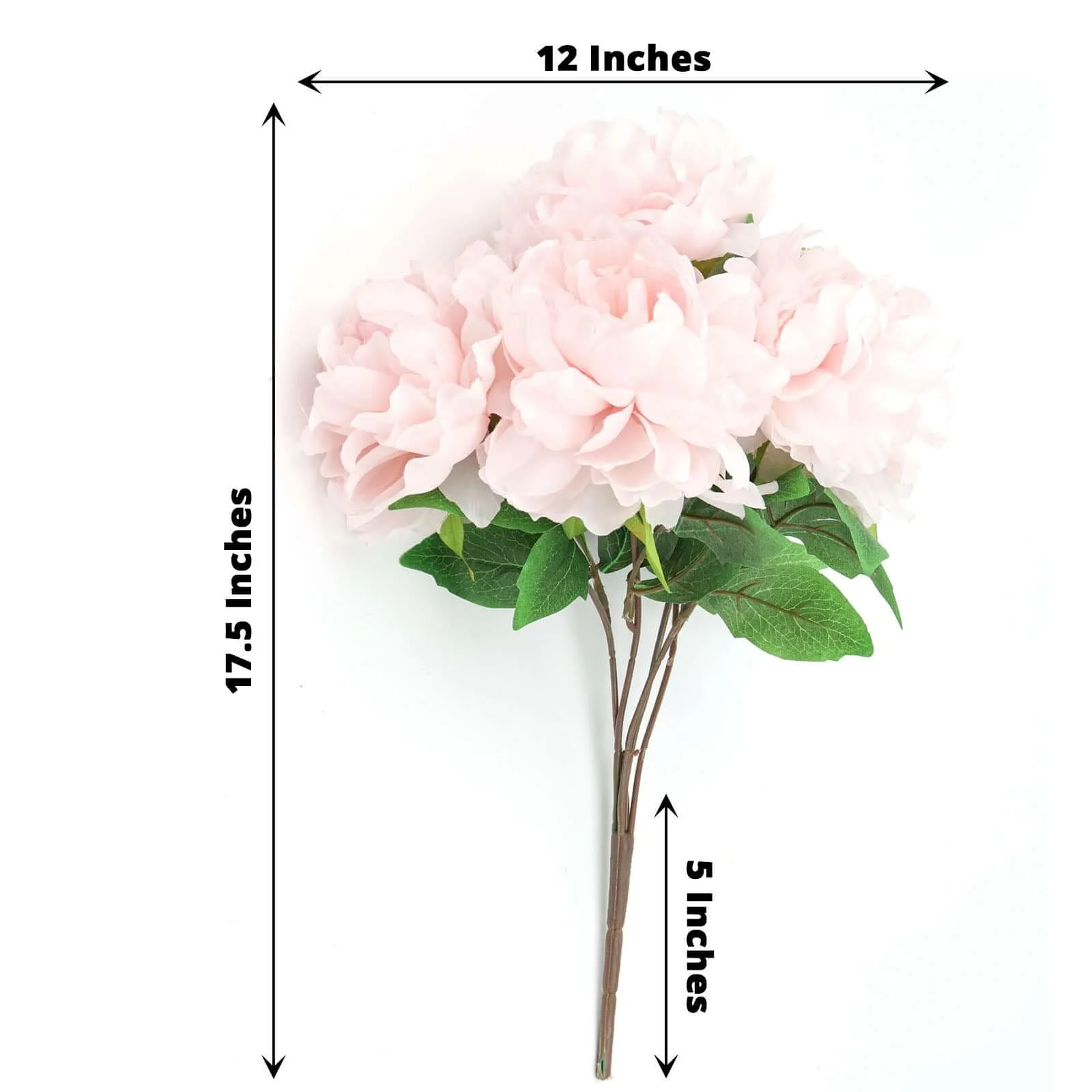 2 Bushes Blush Artificial Silk Peony Flower Bouquets, Real Touch Peonies Spray 17" - Image 3