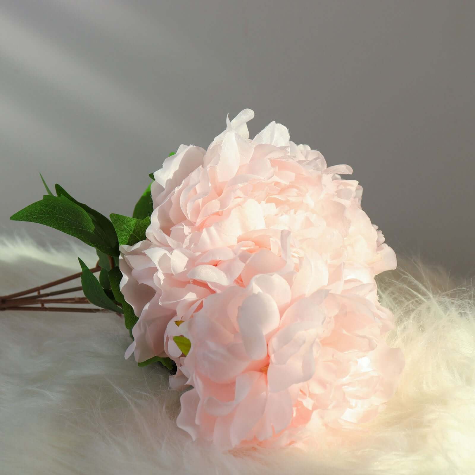 2 Bushes Blush Artificial Silk Peony Flower Bouquets, Real Touch Peonies Spray 17" - Image 9