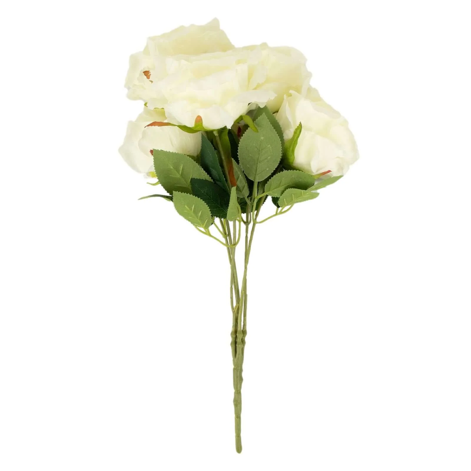 2 Bushes Ivory Premium Silk Jumbo Rose Flower Bouquet, High Quality Artificial Wedding Floral Arrangements 17" - Image 6
