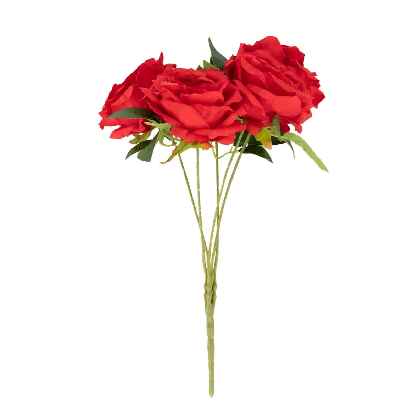 2 Bushes Red Premium Silk Jumbo Rose Flower Bouquet, High Quality Artificial Wedding Floral Arrangements 17" - Image 6