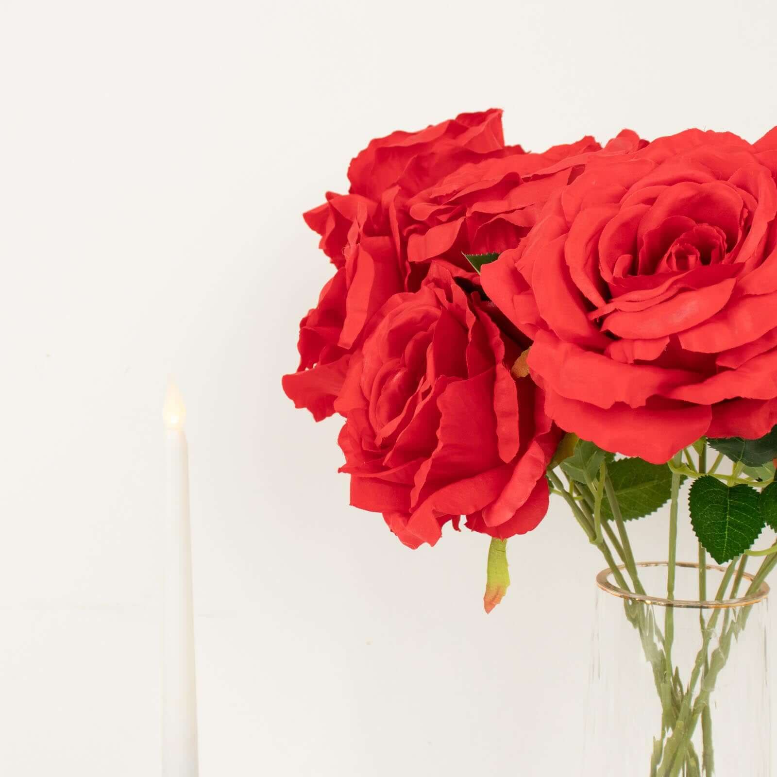 2 Bushes Red Premium Silk Jumbo Rose Flower Bouquet, High Quality Artificial Wedding Floral Arrangements 17" - Image 9