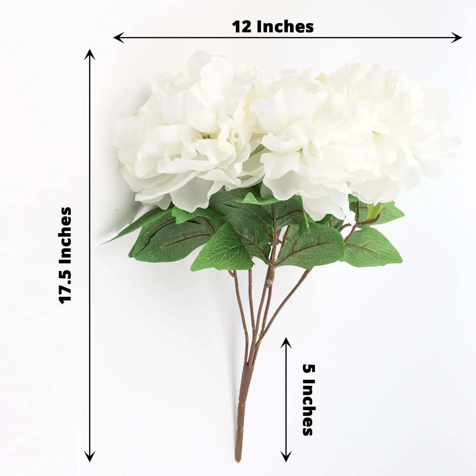 2 Bushes White Artificial Silk Peony Flower Bouquets, Real Touch Peonies Spray 17" - Image 3