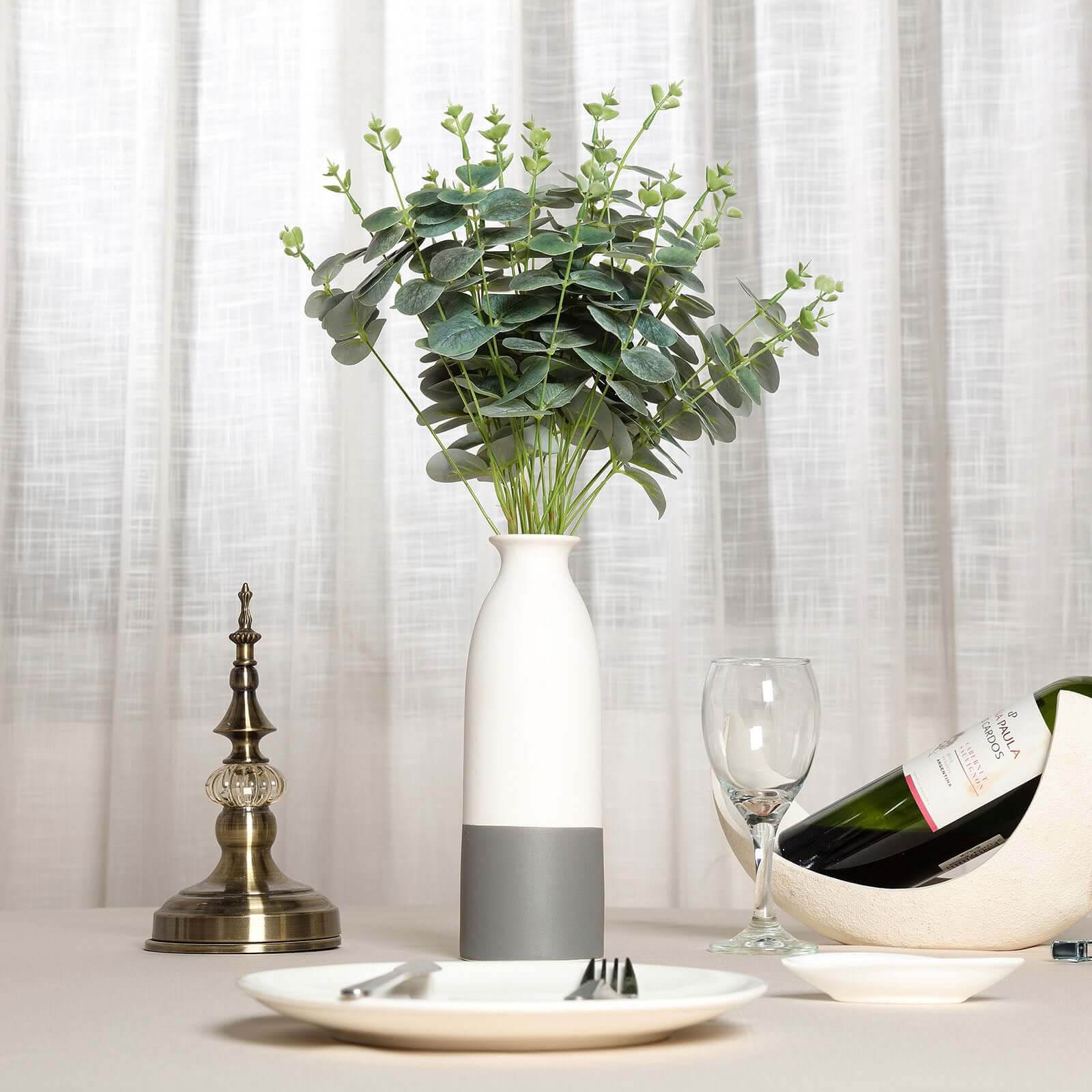2 Bushes Frosted Green Artificial Eucalyptus Branch Bouquet Plants 19" - Image 10