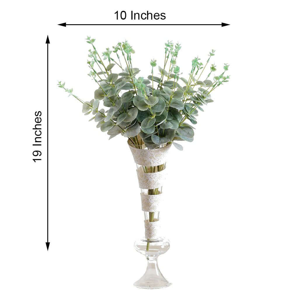 2 Bushes Frosted Green Artificial Eucalyptus Branch Bouquet Plants 19" - Image 3