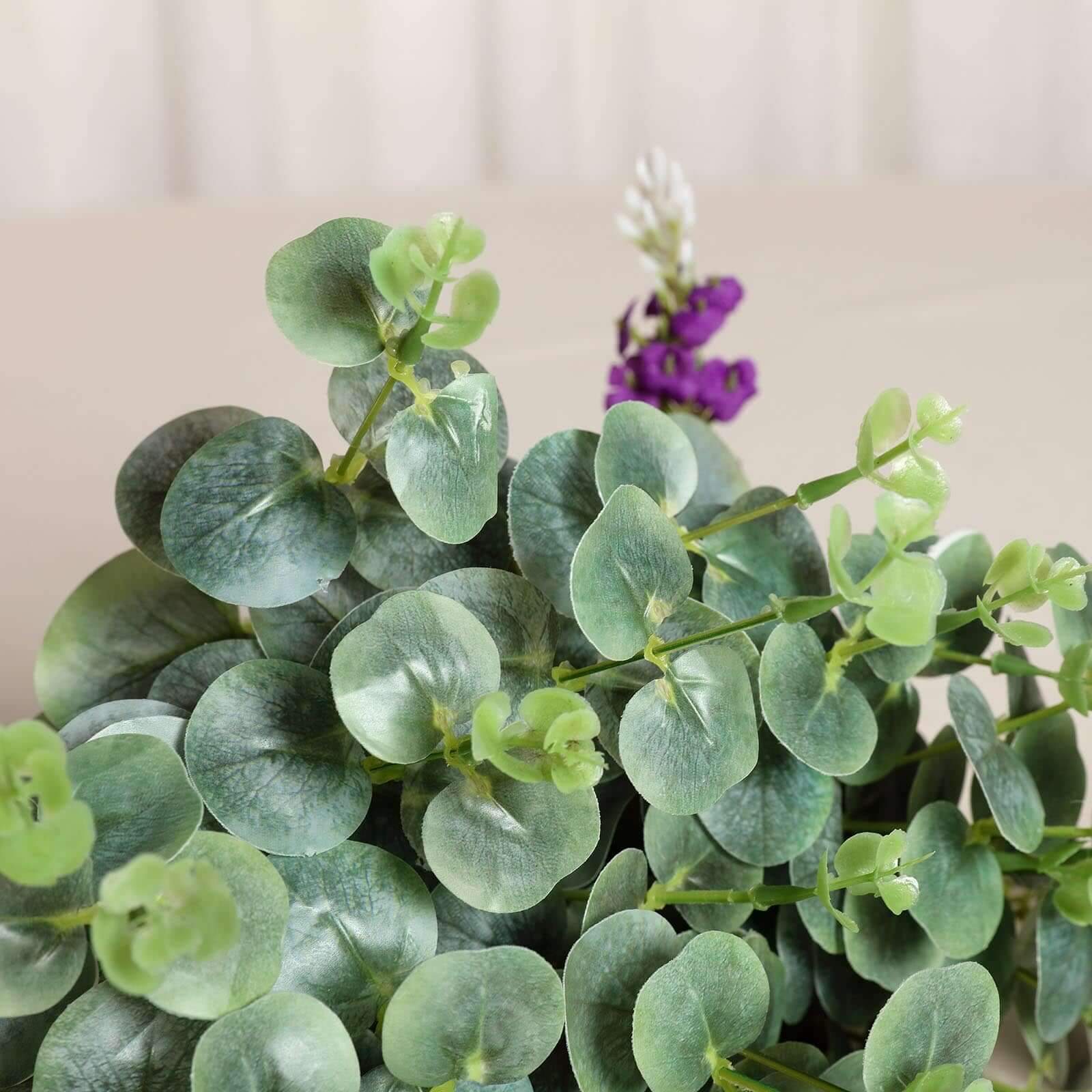 2 Bushes Frosted Green Artificial Eucalyptus Branch Bouquet Plants 19" - Image 8