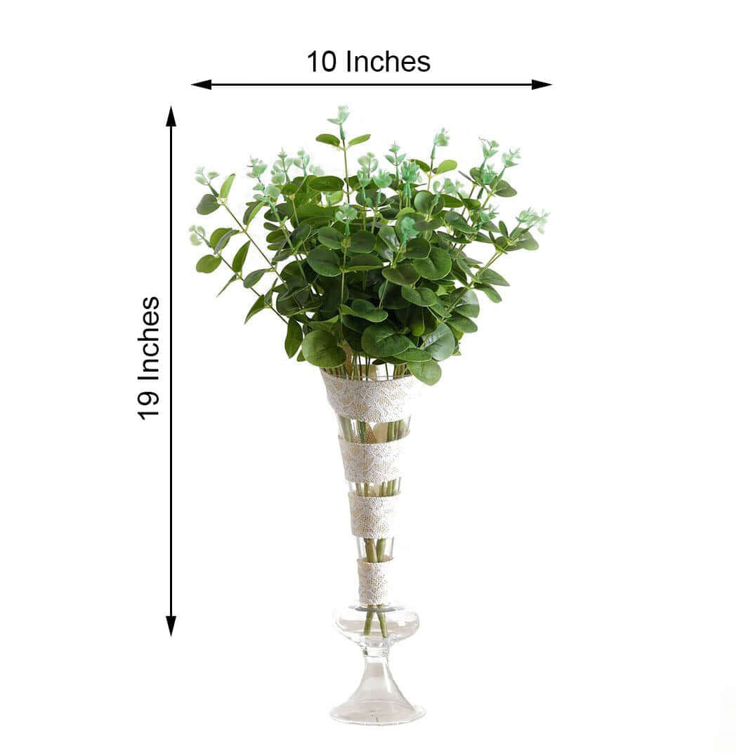 2 Bushes Light Green Artificial Eucalyptus Branch Bouquet Plants 19" - Image 3