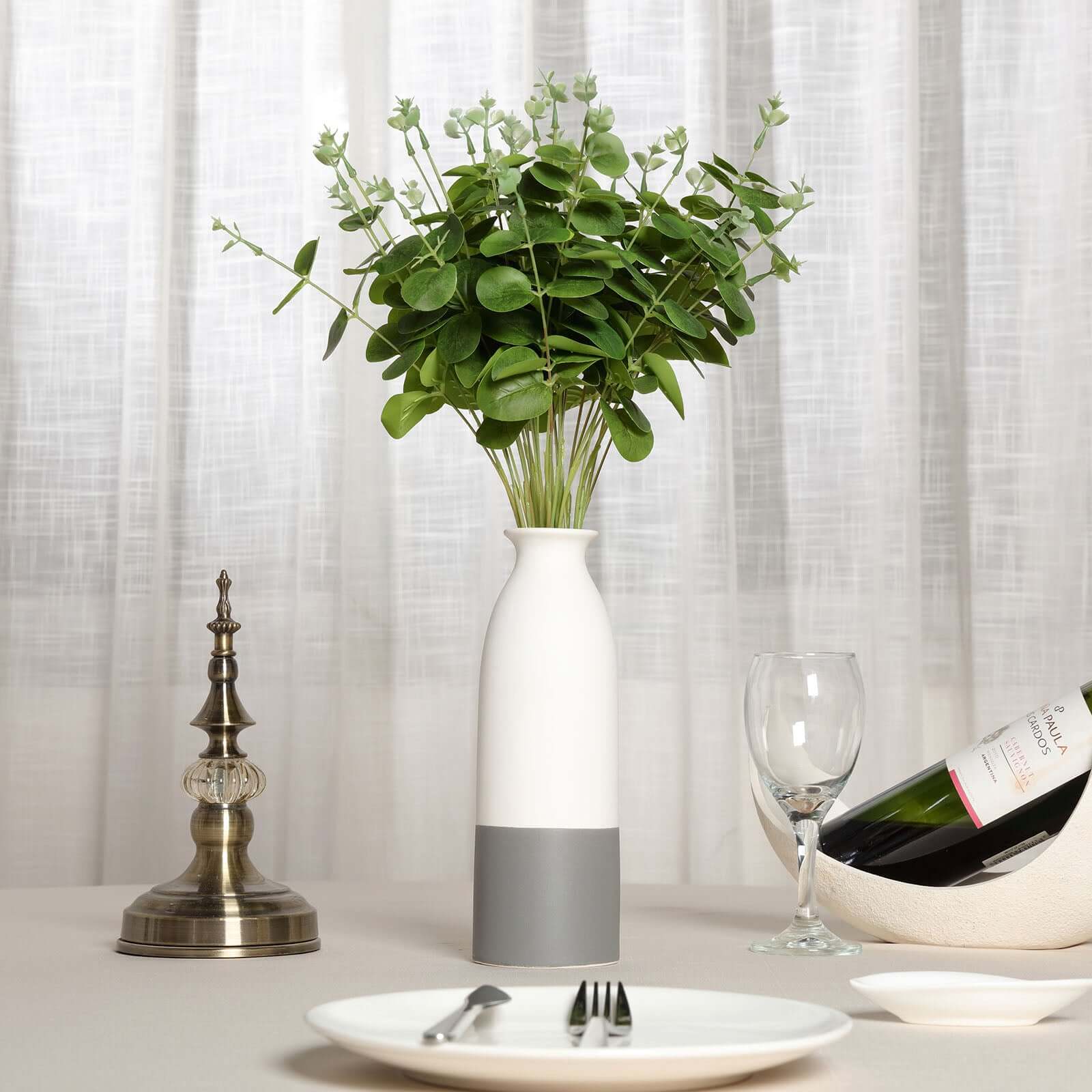 2 Bushes Light Green Artificial Eucalyptus Branch Bouquet Plants 19" - Image 6