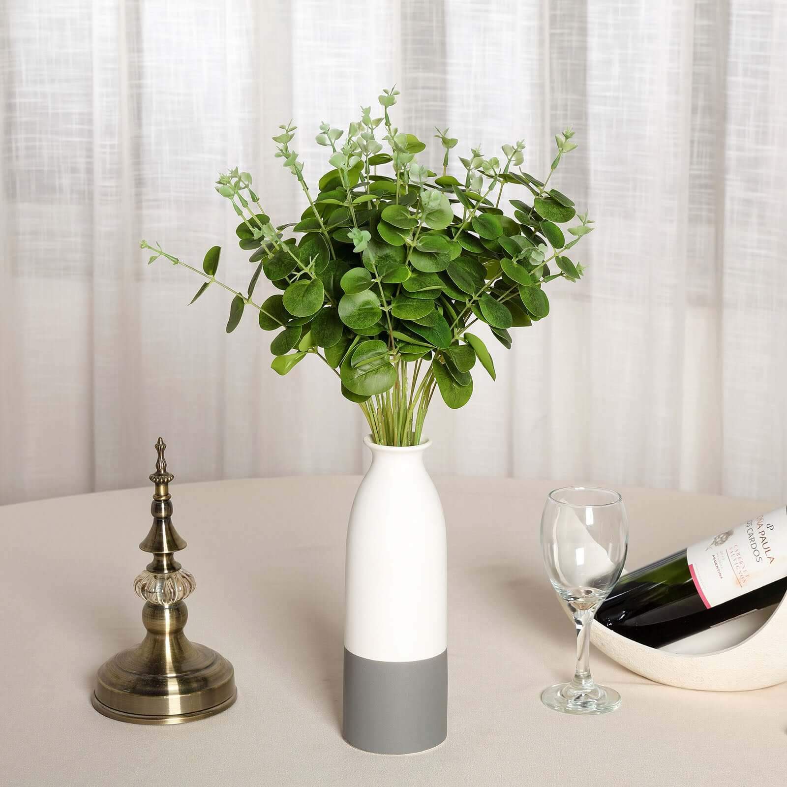 2 Bushes Light Green Artificial Eucalyptus Branch Bouquet Plants 19" - Image 9